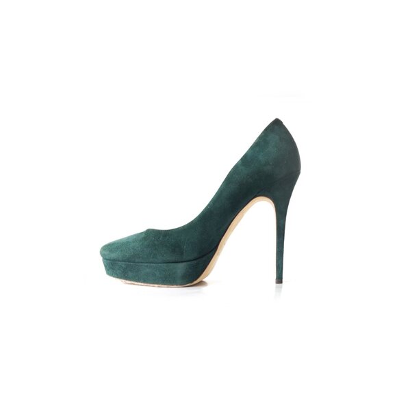JIMMY CHOO Pumps Womens Size 9  Green Suede Platform Pumps 5.25" Heel - Picture 1 of 8